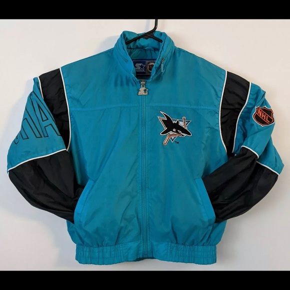 Vintage STARTER Windbreaker Jacket NHL Sharks - Picture 1 of 7